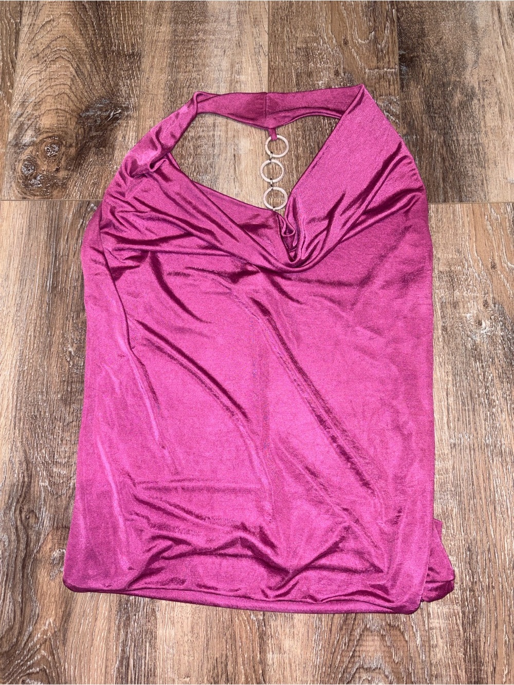 Suzy Shier Magenta Halter Tank with Silver Ring Detail